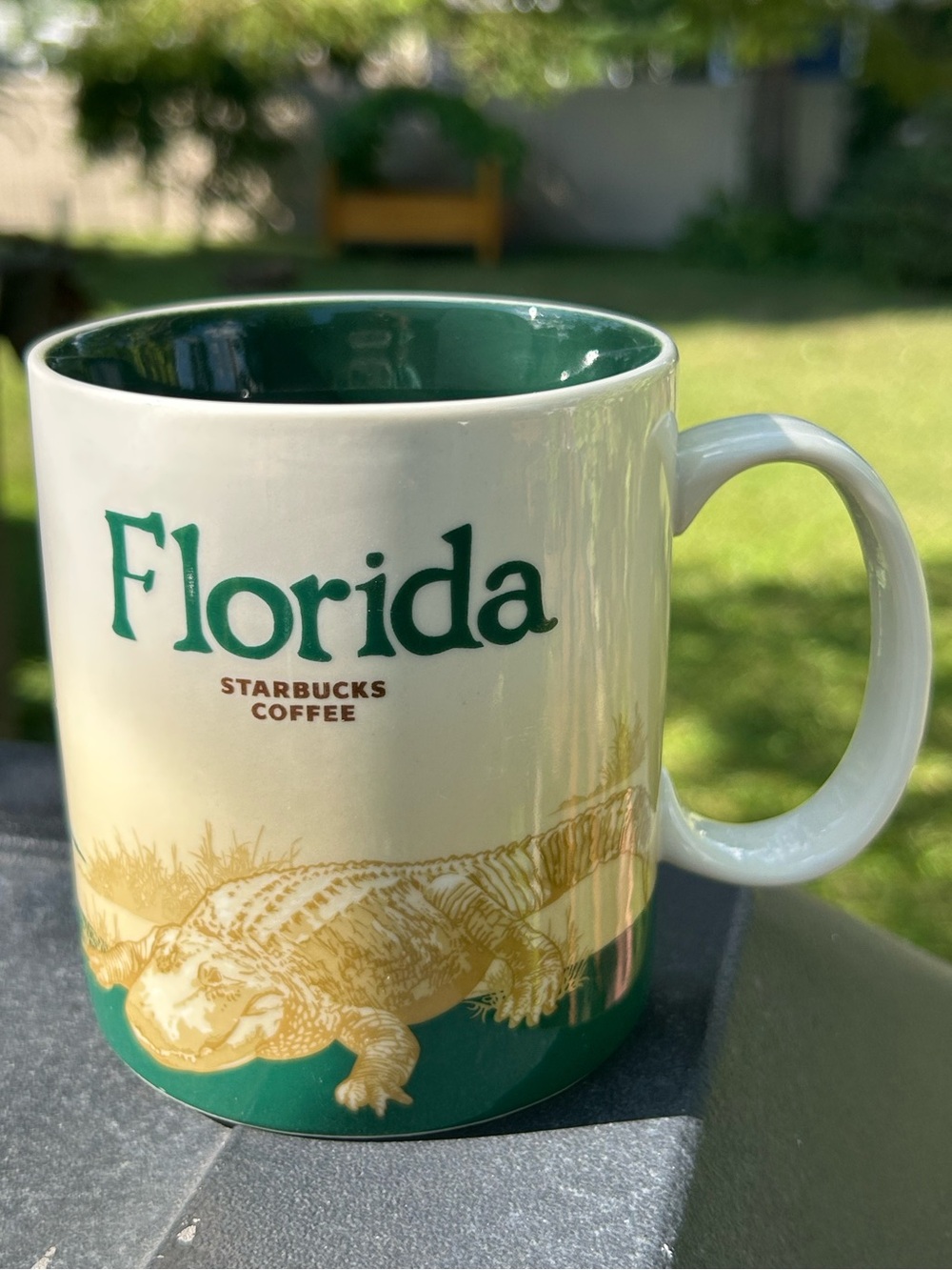 Starbucks Mug Florida Alligator Green Cream Souvenir Ceramic Collector Coffee 16